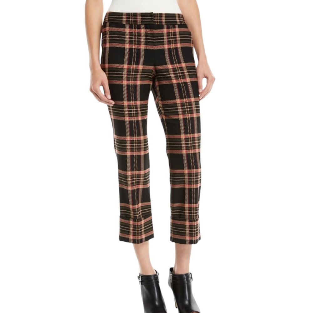 Trina Turk Estevan Black Plaid Checker Cropped Trousers Pants - 2